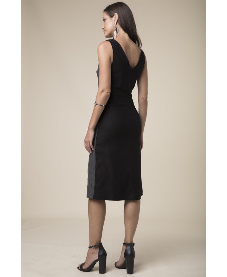 Vestido Midi Xadrez Xadrez C/Preto