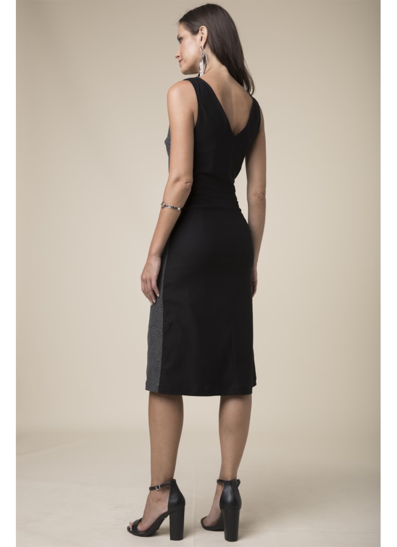 Vestido Midi Xadrez Xadrez C/Preto