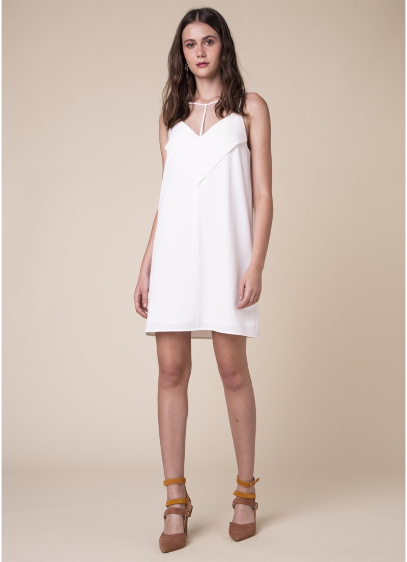 Vestido Mini Recortes Off White