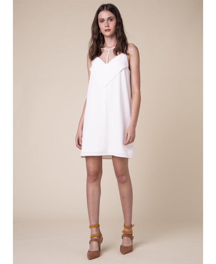Vestido Mini Recortes Off White