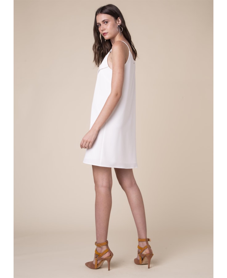 Vestido Mini Recortes Off White