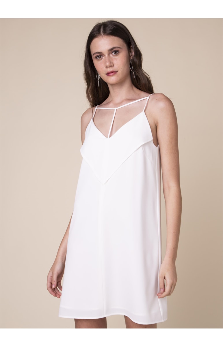 Vestido Mini Recortes Off White