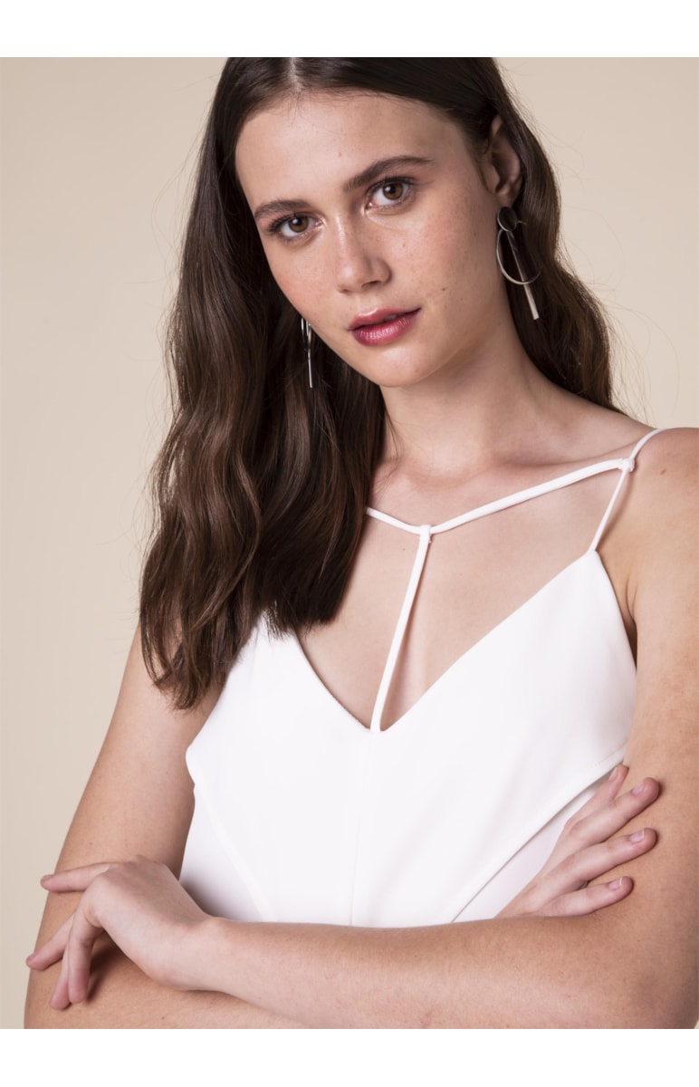 Vestido Mini Recortes Off White