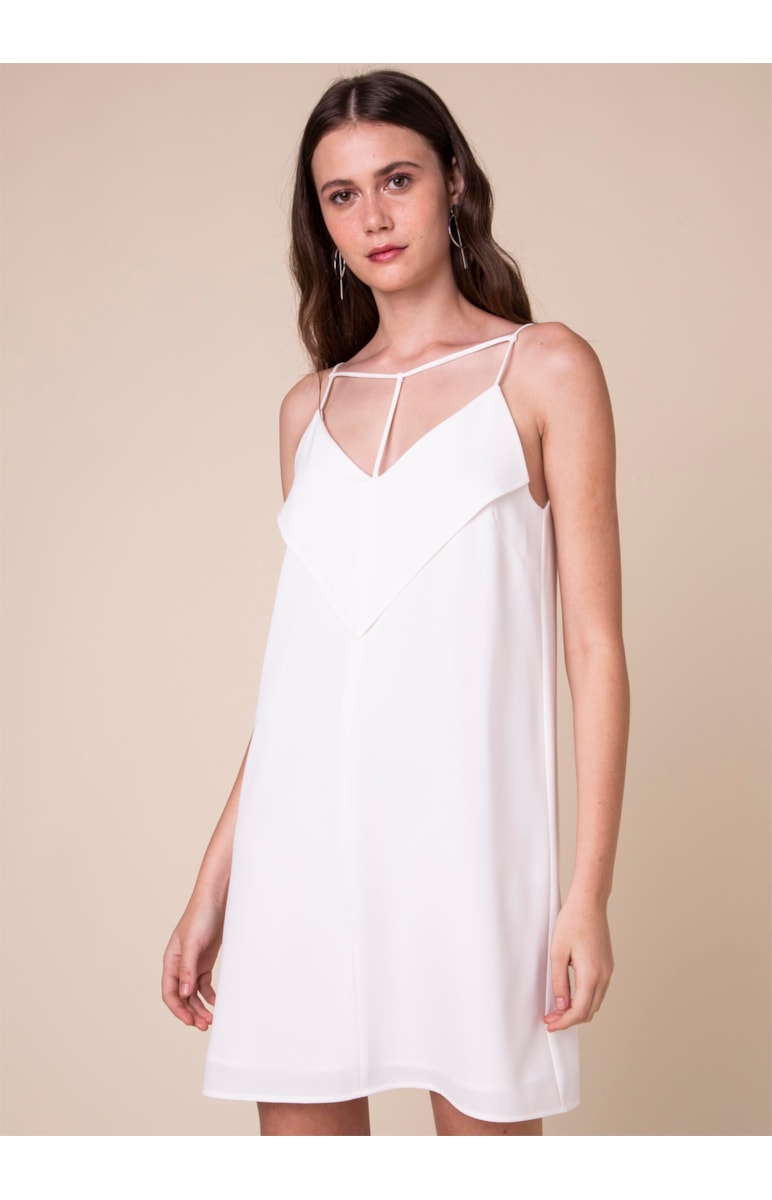 Vestido Mini Recortes Off White