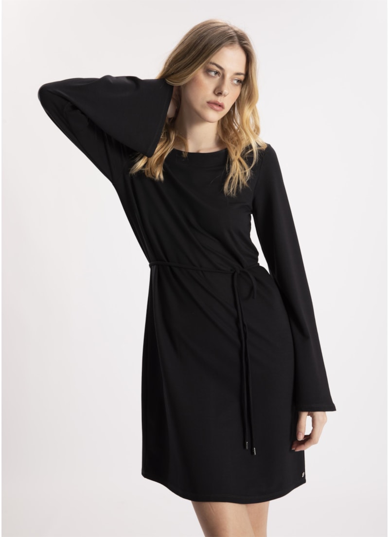 Vestido Moletinho Heavy Manga Sino Preto