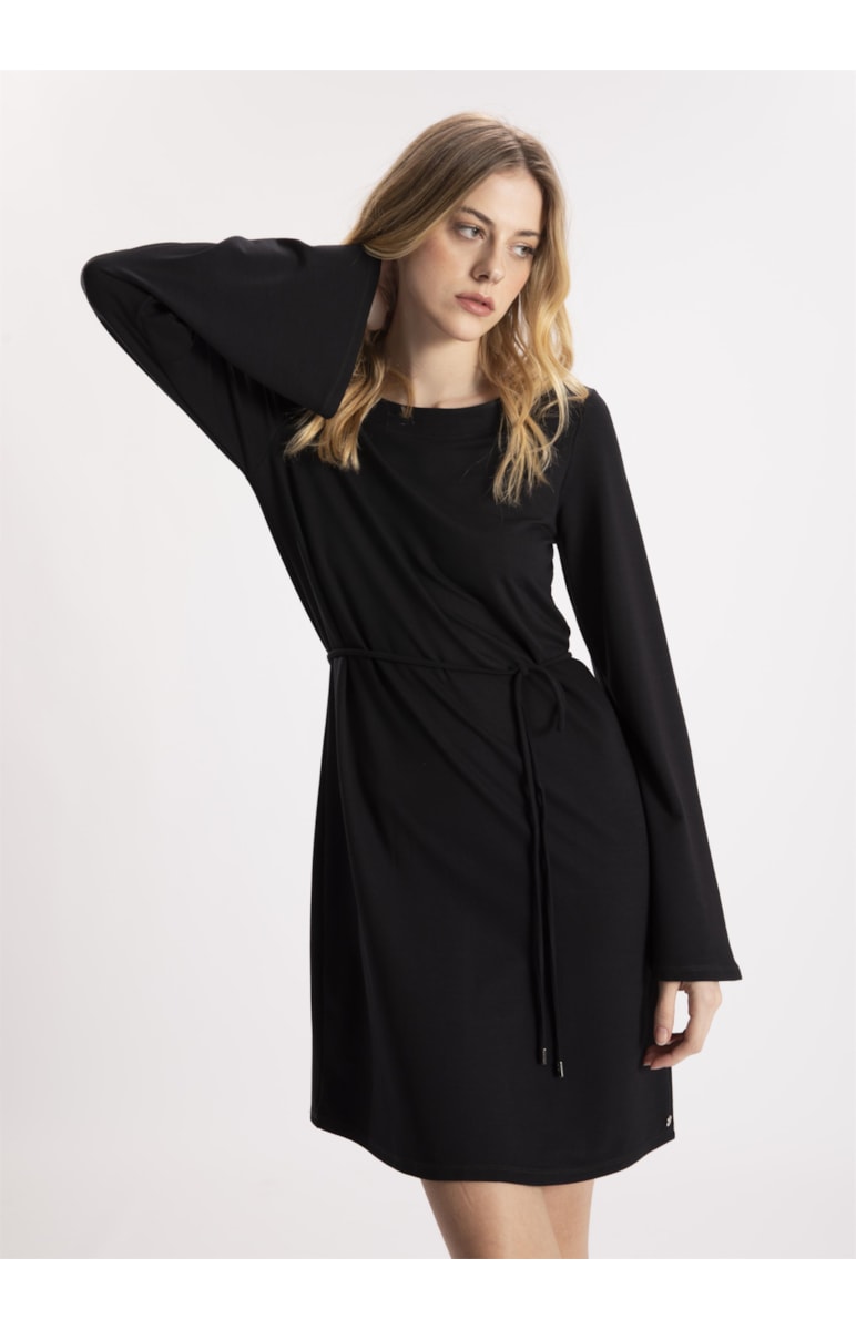 Vestido Moletinho Heavy Manga Sino Preto