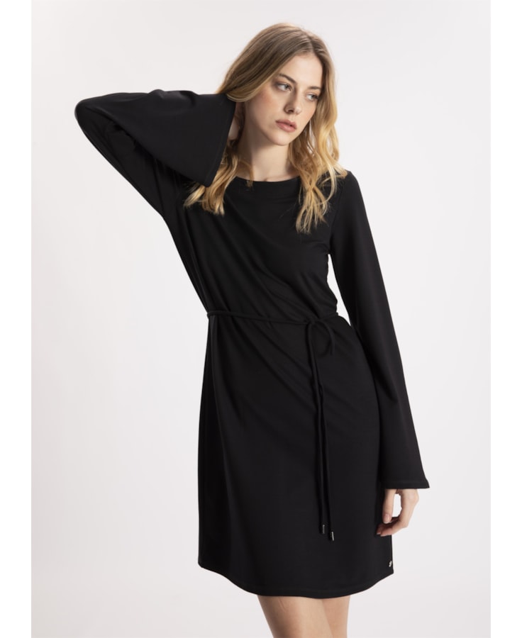 Vestido Moletinho Heavy Manga Sino Preto