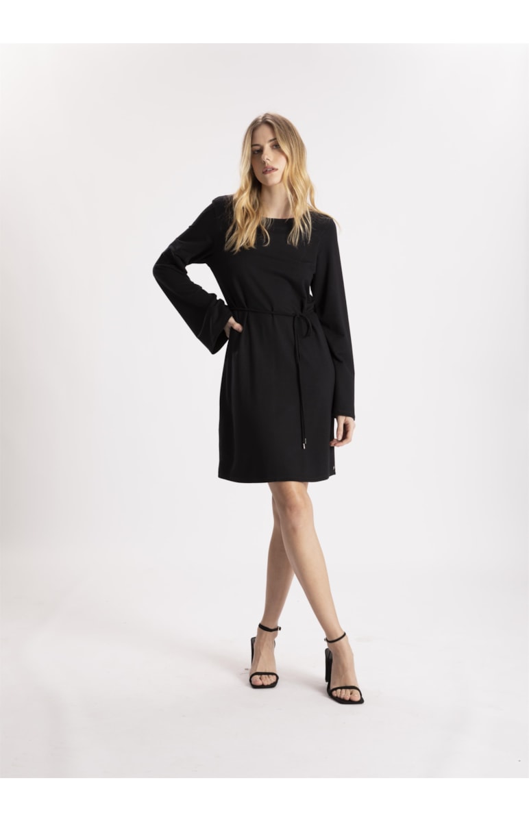Vestido Moletinho Heavy Manga Sino Preto