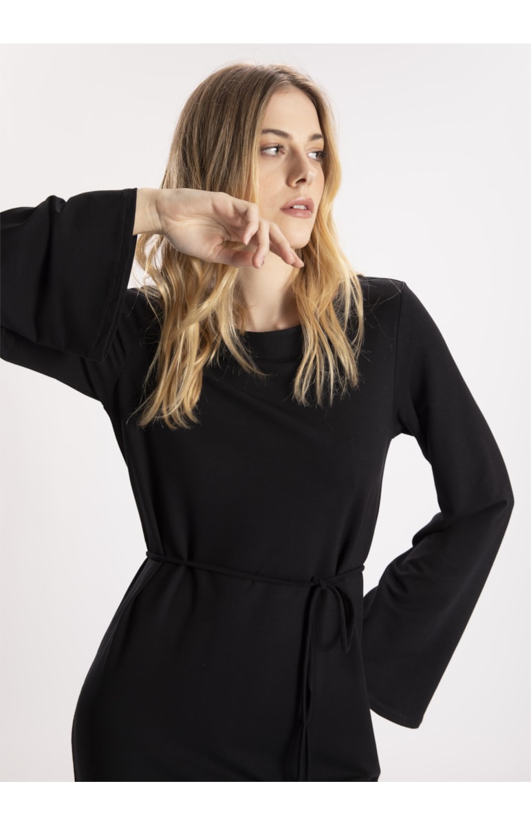 Vestido Moletinho Heavy Manga Sino Preto