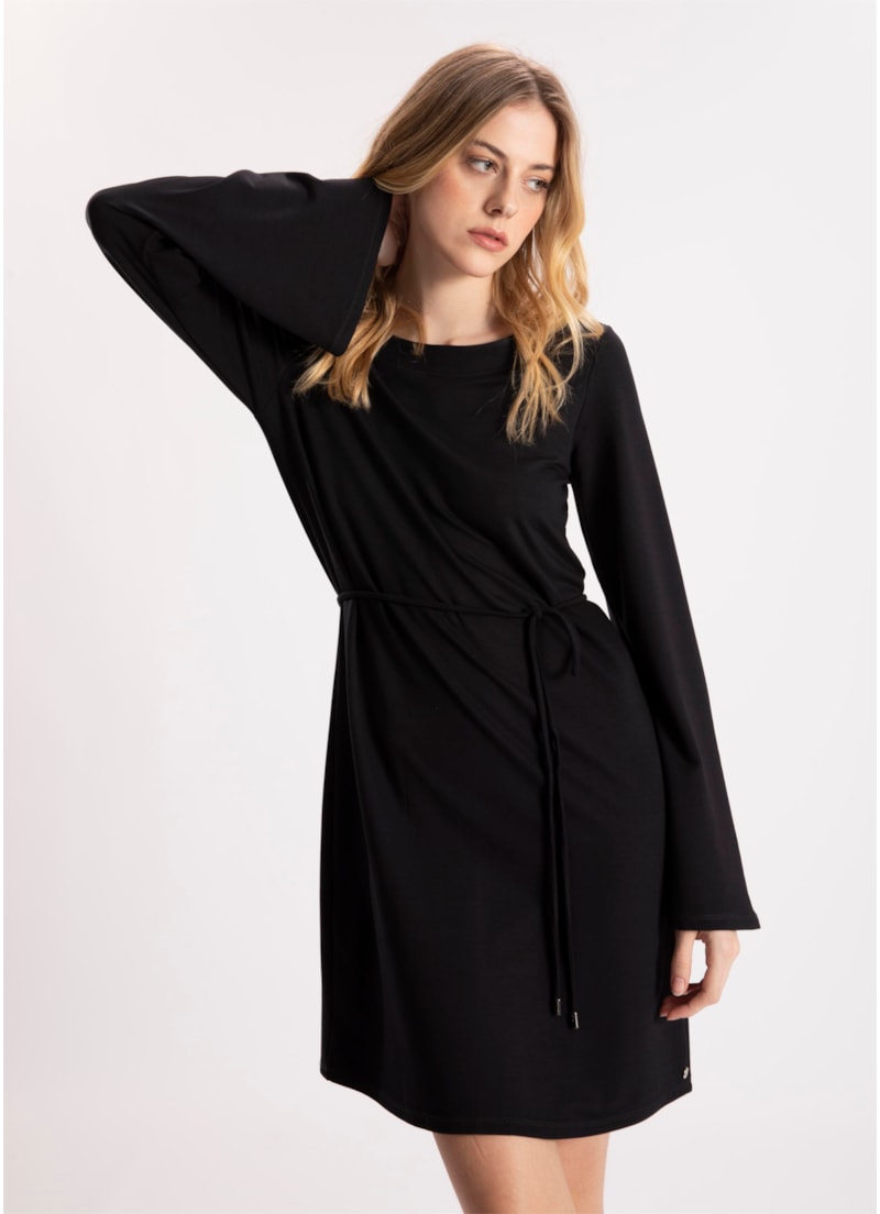 Vestido Moletinho Heavy Manga Sino Preto