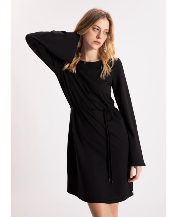 Vestido Moletinho Heavy Manga Sino Preto