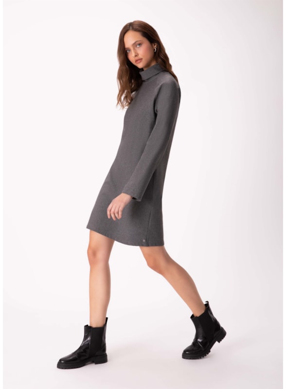Vestido Moletom Comfort Chumbo Mescla
