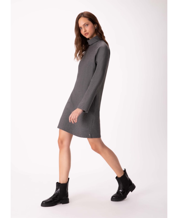 Vestido Moletom Comfort Chumbo Mescla