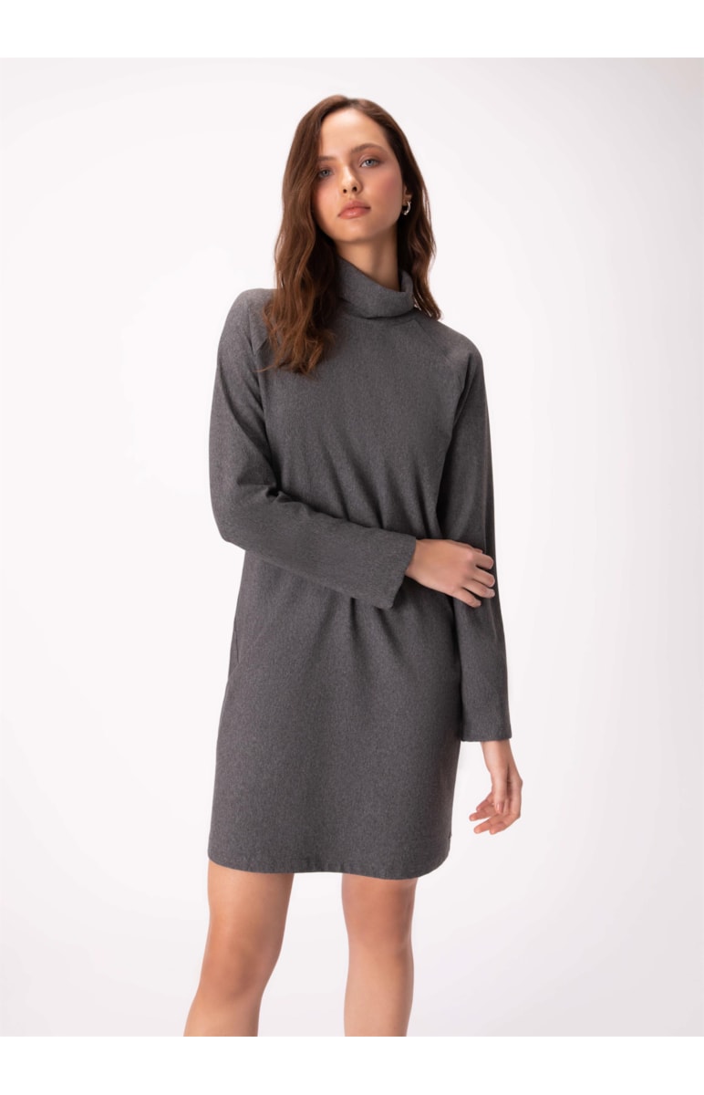 Vestido Moletom Comfort Chumbo Mescla