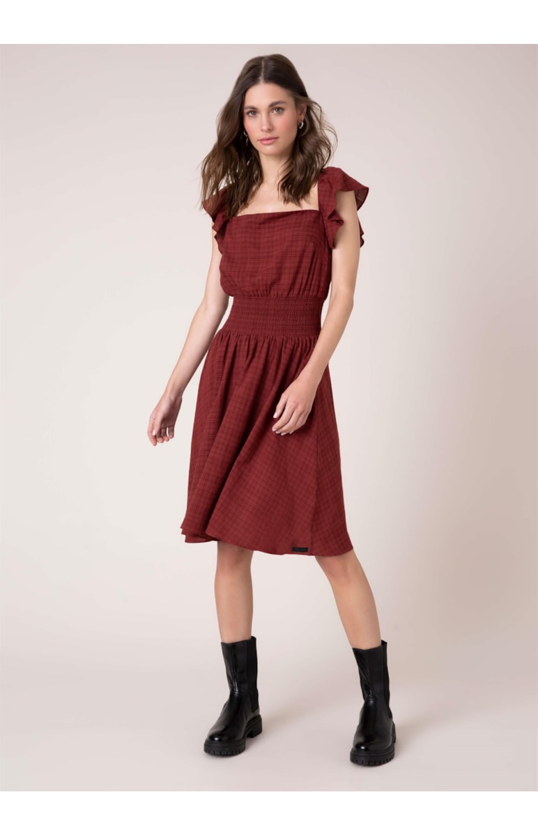 Vestido New Checkered Bordeaux