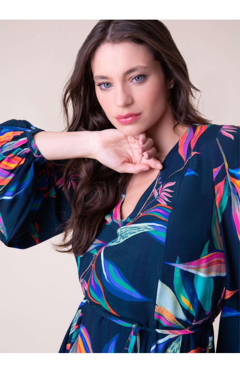 Vestido Night Flowers Marinho