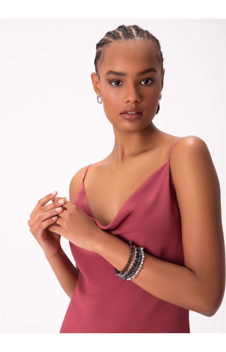 Vestido Pura Seda Slip Dress Vinho