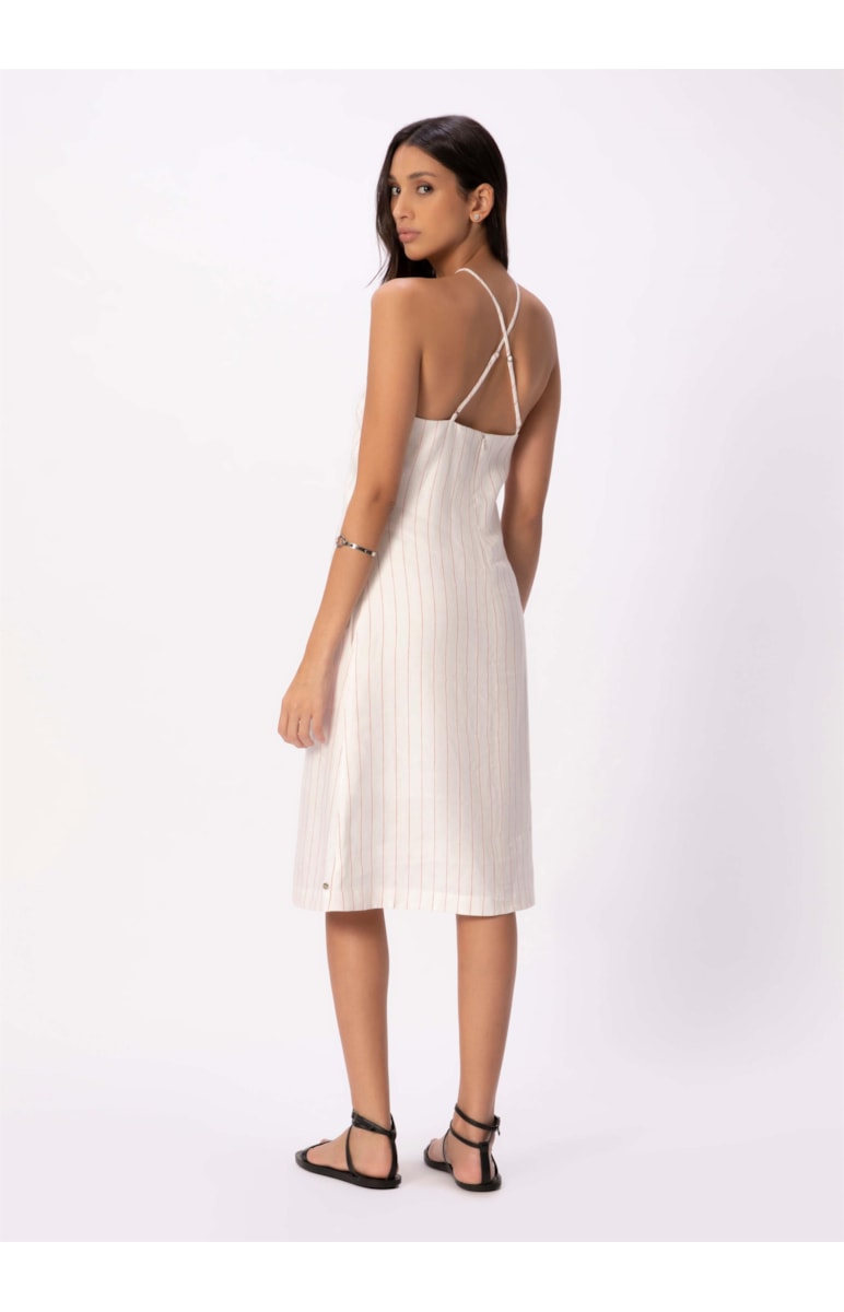 Vestido Puro Linho Stripes Off White