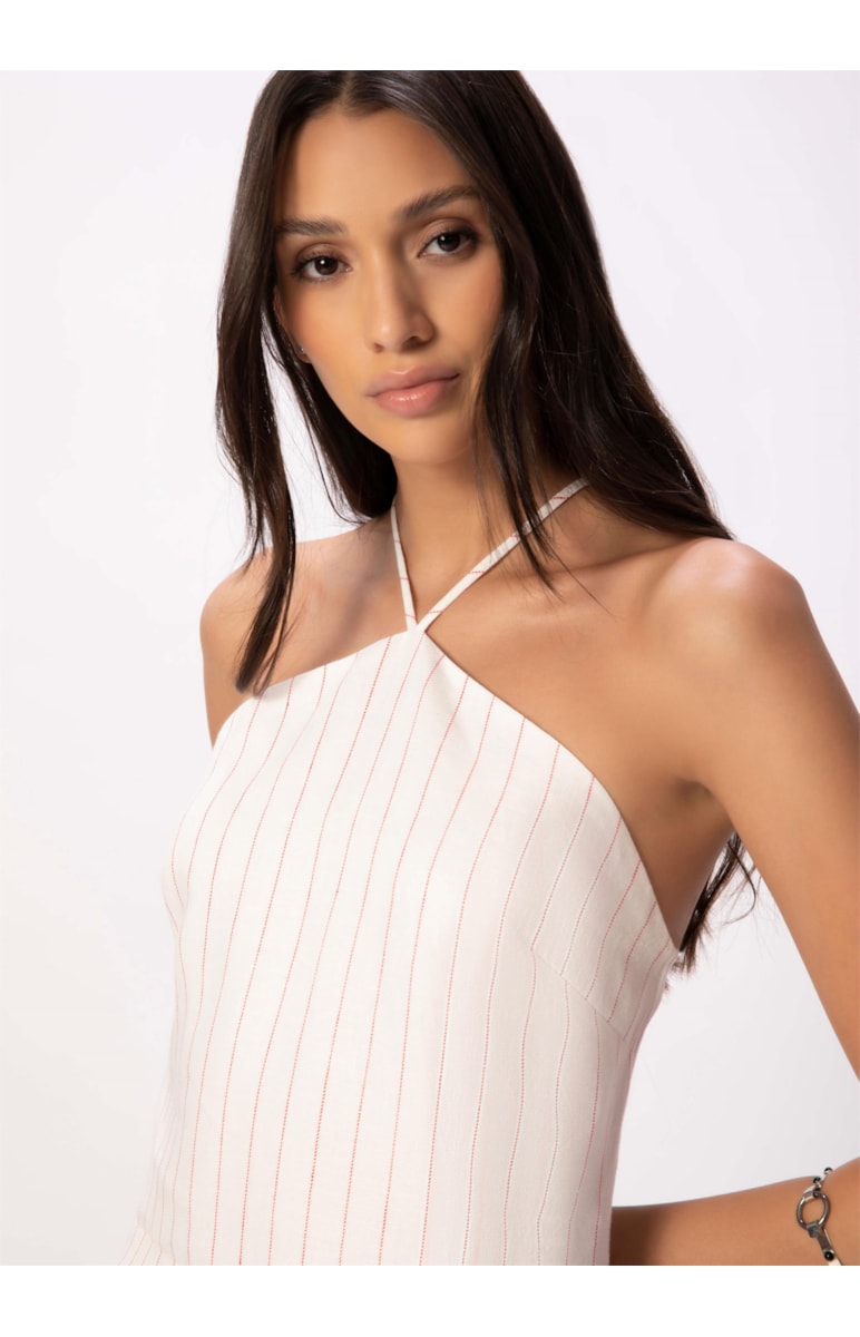 Vestido Puro Linho Stripes Off White