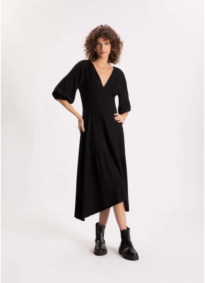 Vestido Rayon Hype Midi Preto
