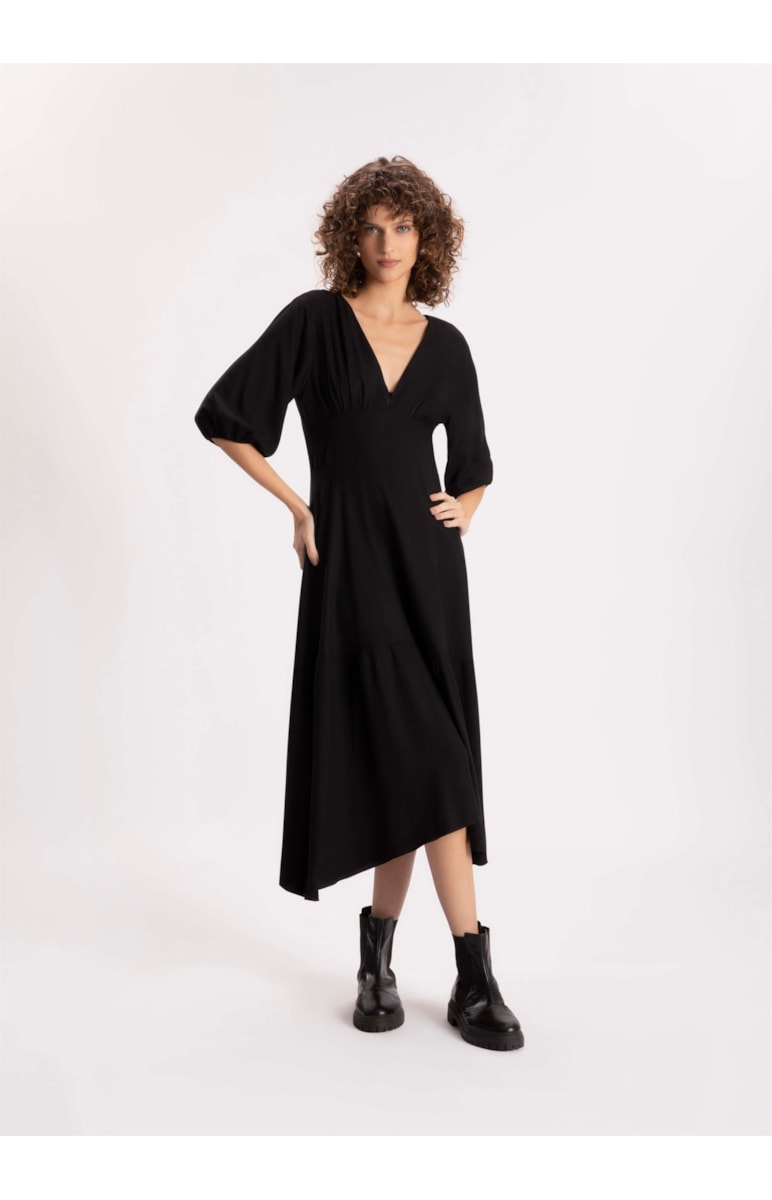 Vestido Rayon Hype Midi Preto