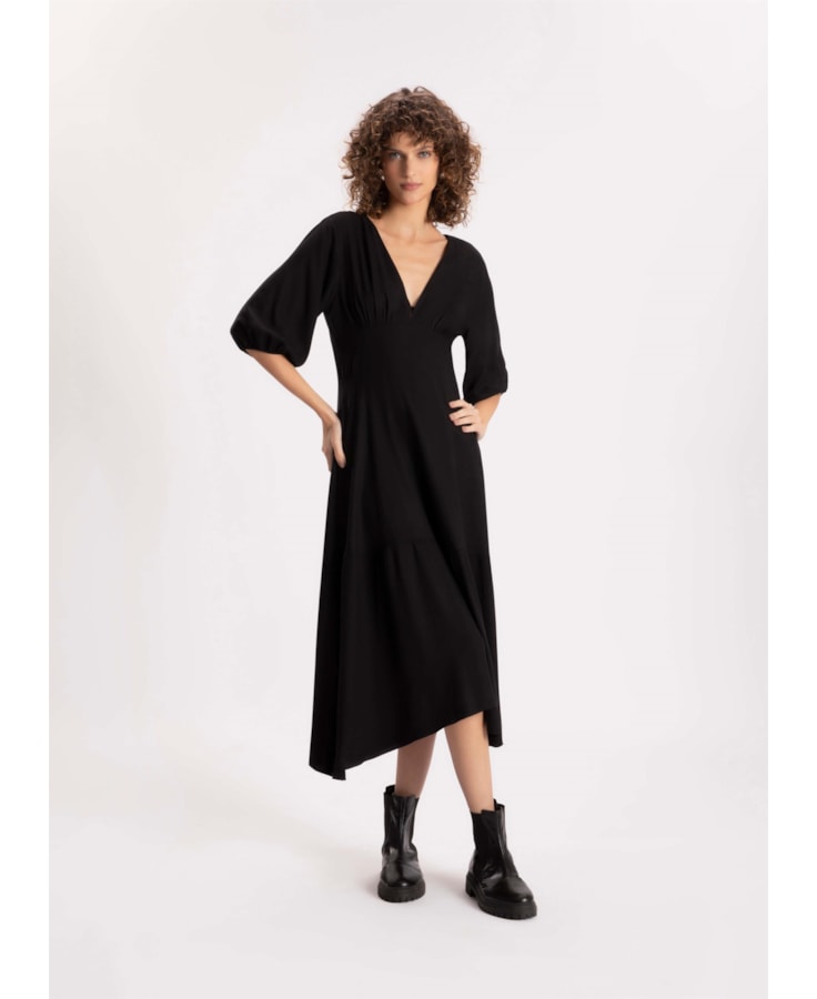 Vestido Rayon Hype Midi Preto
