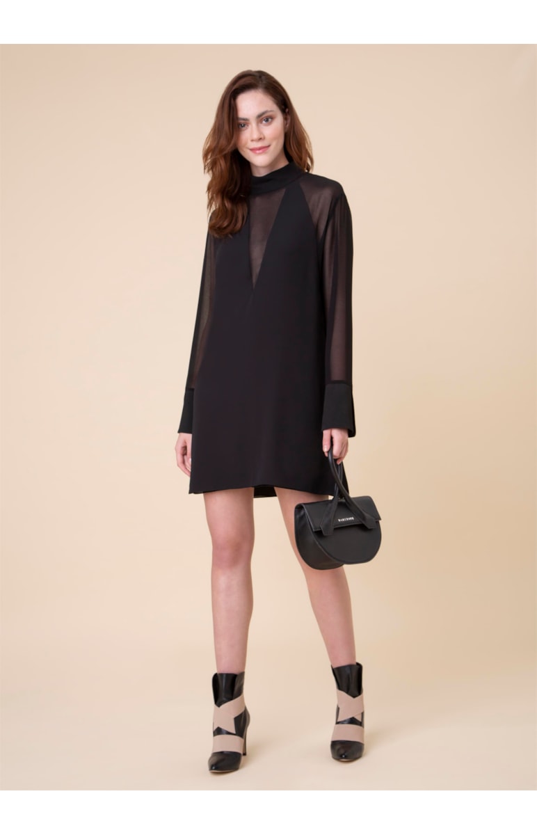 Vestido Recortes Preto