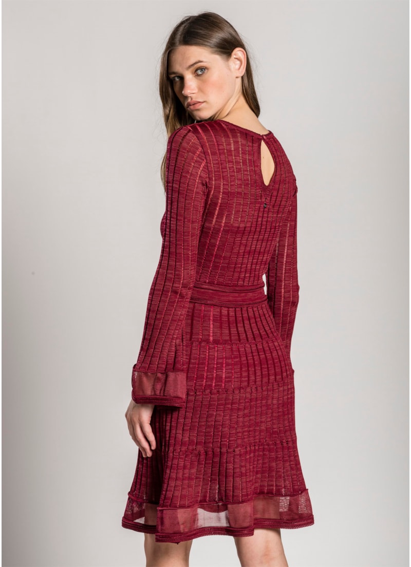 Vestido Rendado Gota Vinho