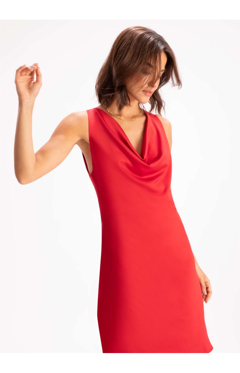 Vestido Satin Touch Vermelho