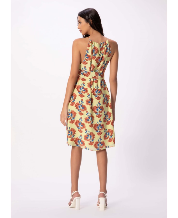 Vestido Silk Bright Decote Canaleta Amarelo Limao
