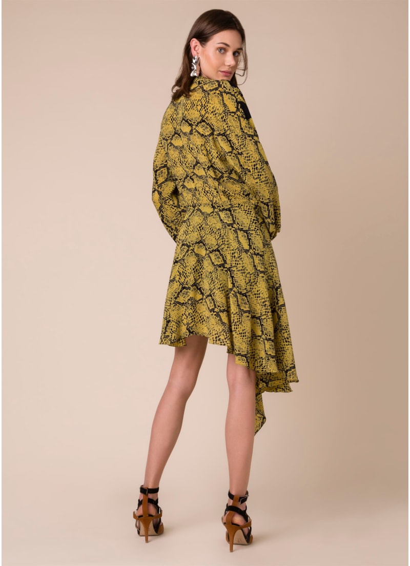 Vestido Snake Estampado Fundo Amarelo