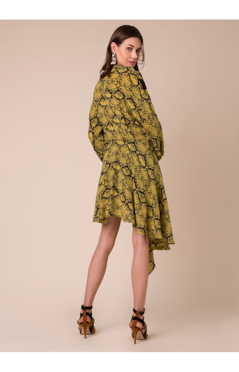 Vestido Snake Estampado Fundo Amarelo
