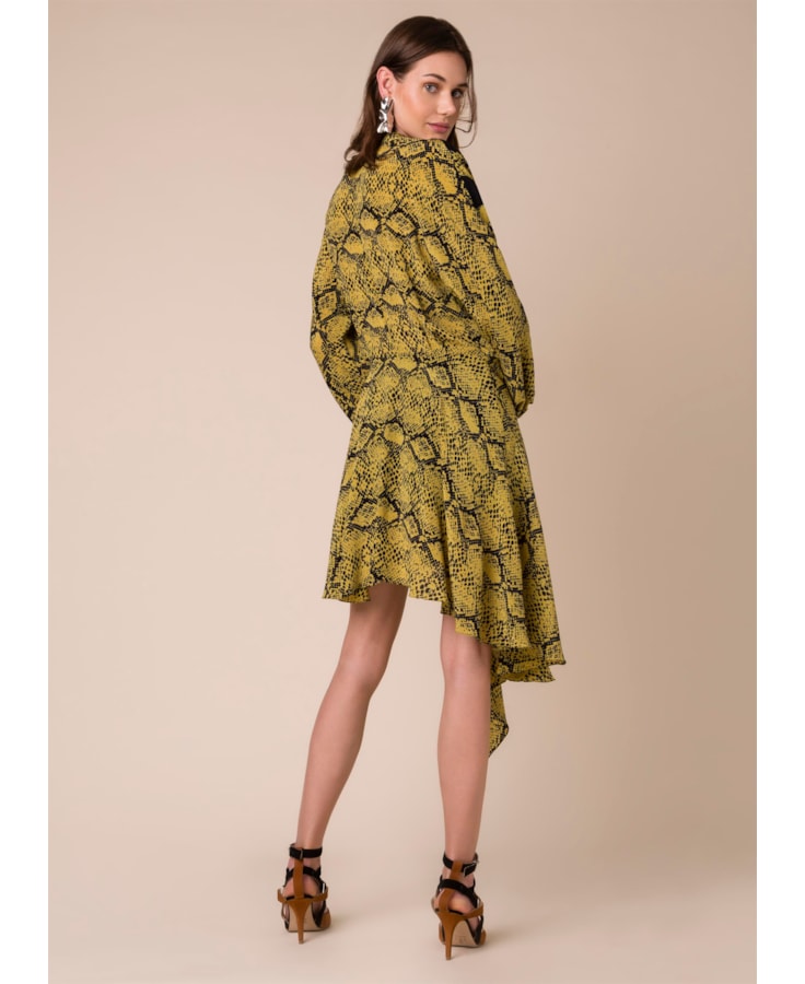 Vestido Snake Estampado Fundo Amarelo