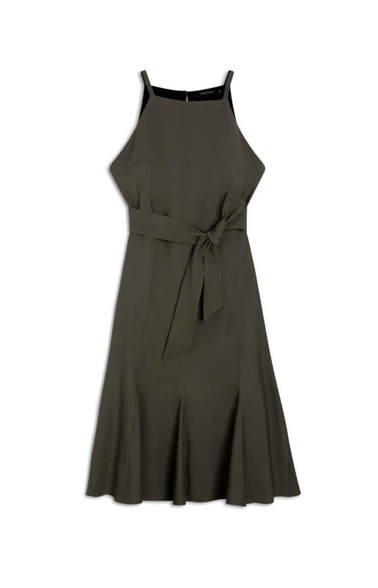 Vestido Texture Midi Verde Oliva