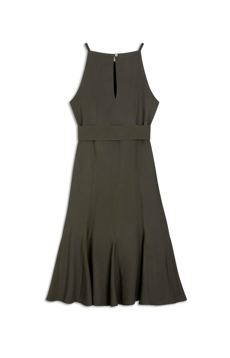 Vestido Texture Midi Verde Oliva