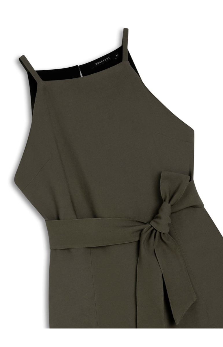 Vestido Texture Midi Verde Oliva