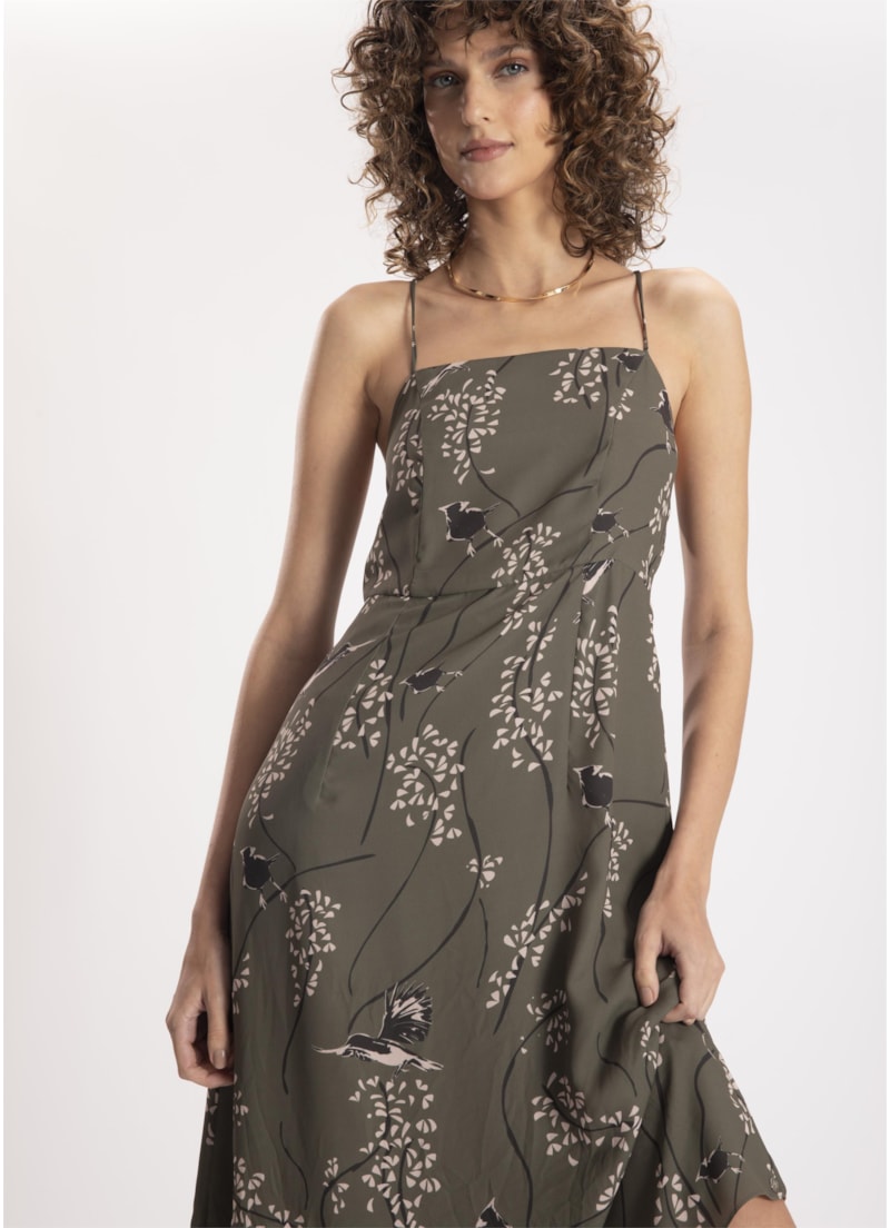 Vestido Touch Prints Recorte Musgo