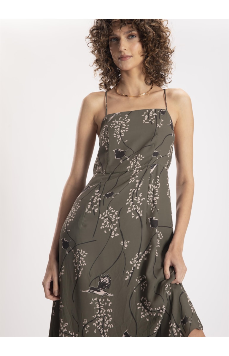 Vestido Touch Prints Recorte Musgo