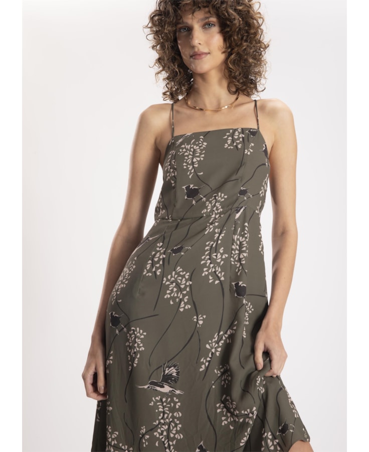 Vestido Touch Prints Recorte Musgo