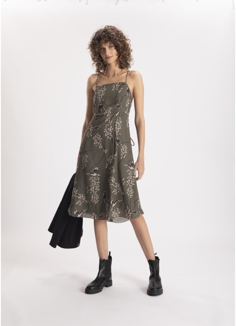 Vestido Touch Prints Recorte Musgo