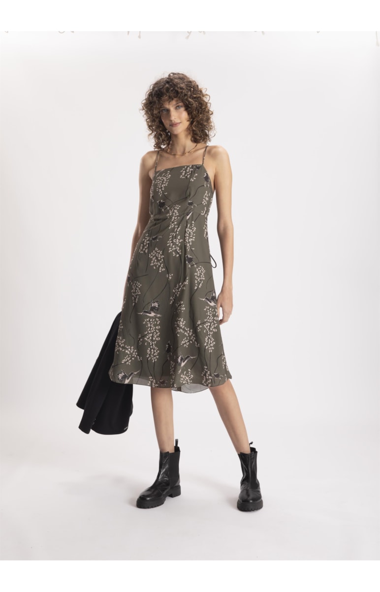 Vestido Touch Prints Recorte Musgo