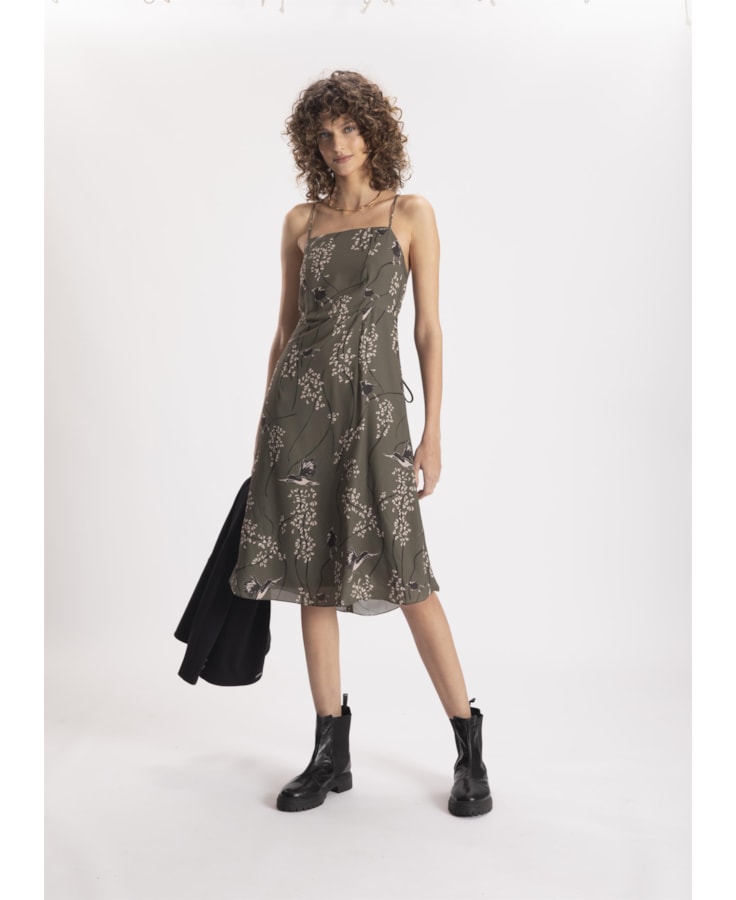Vestido Touch Prints Recorte Musgo