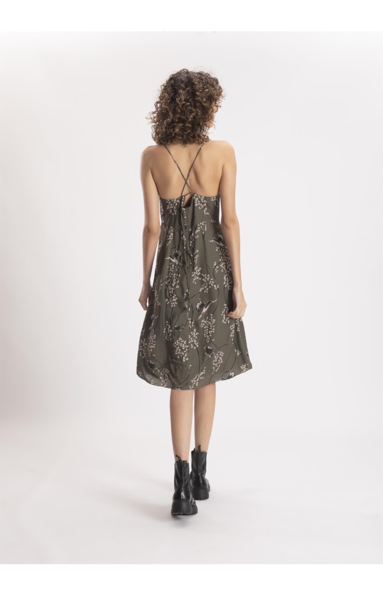 Vestido Touch Prints Recorte Musgo