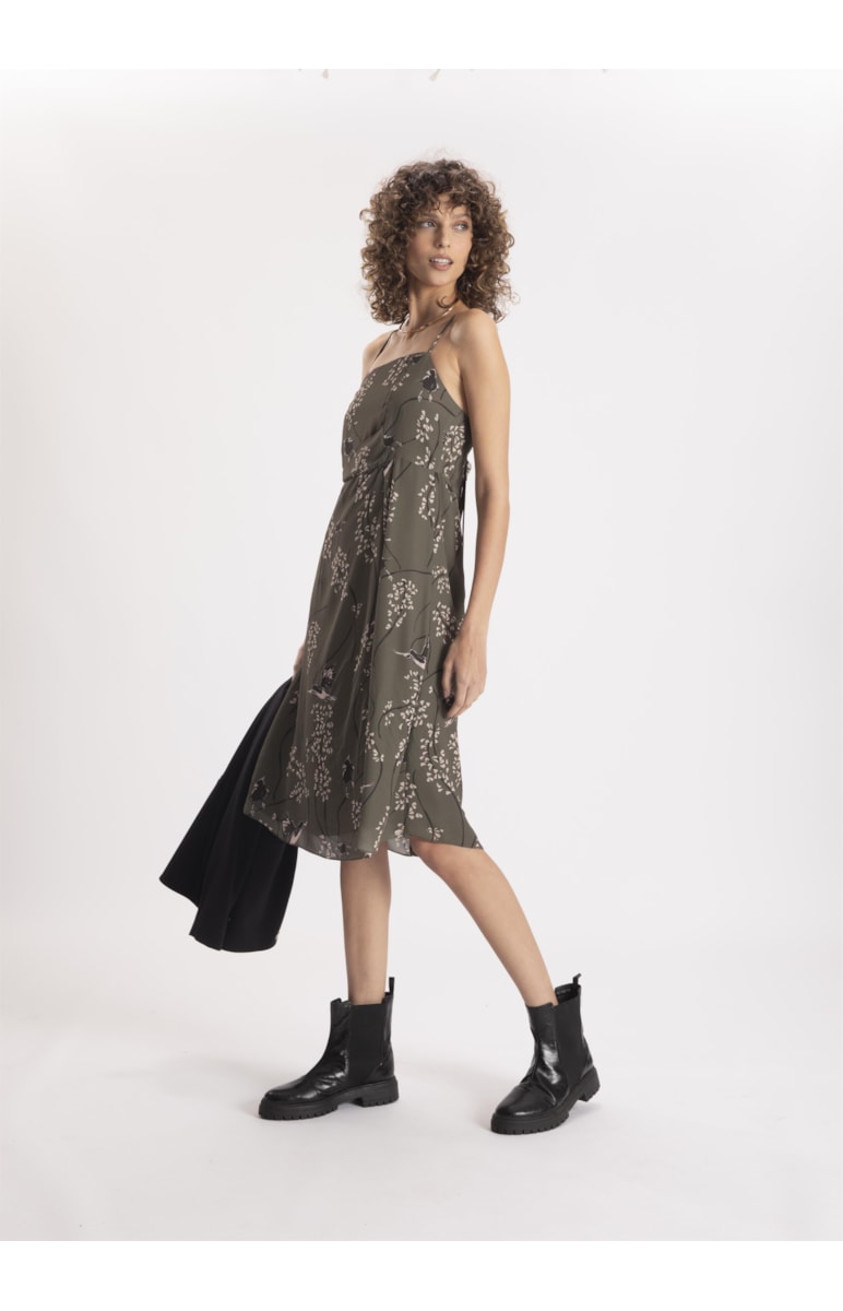 Vestido Touch Prints Recorte Musgo