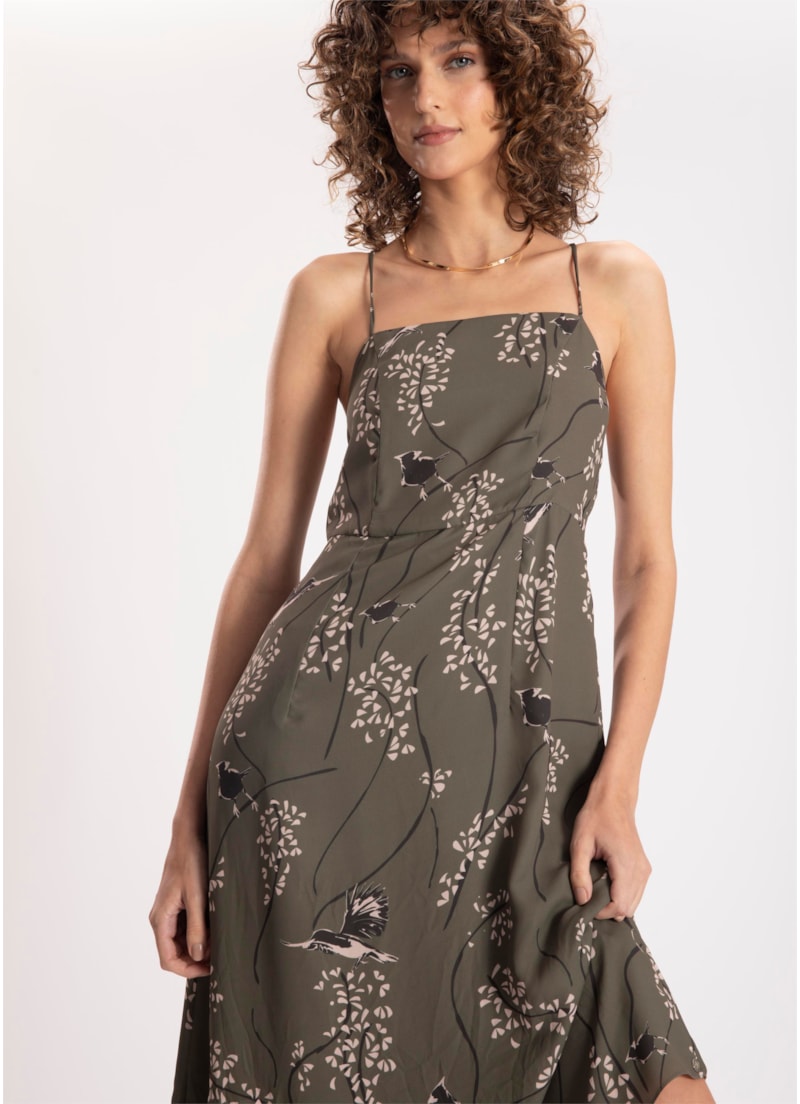 Vestido Touch Prints Recorte Musgo