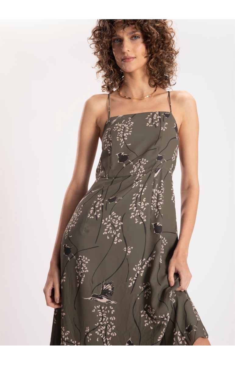 Vestido Touch Prints Recorte Musgo