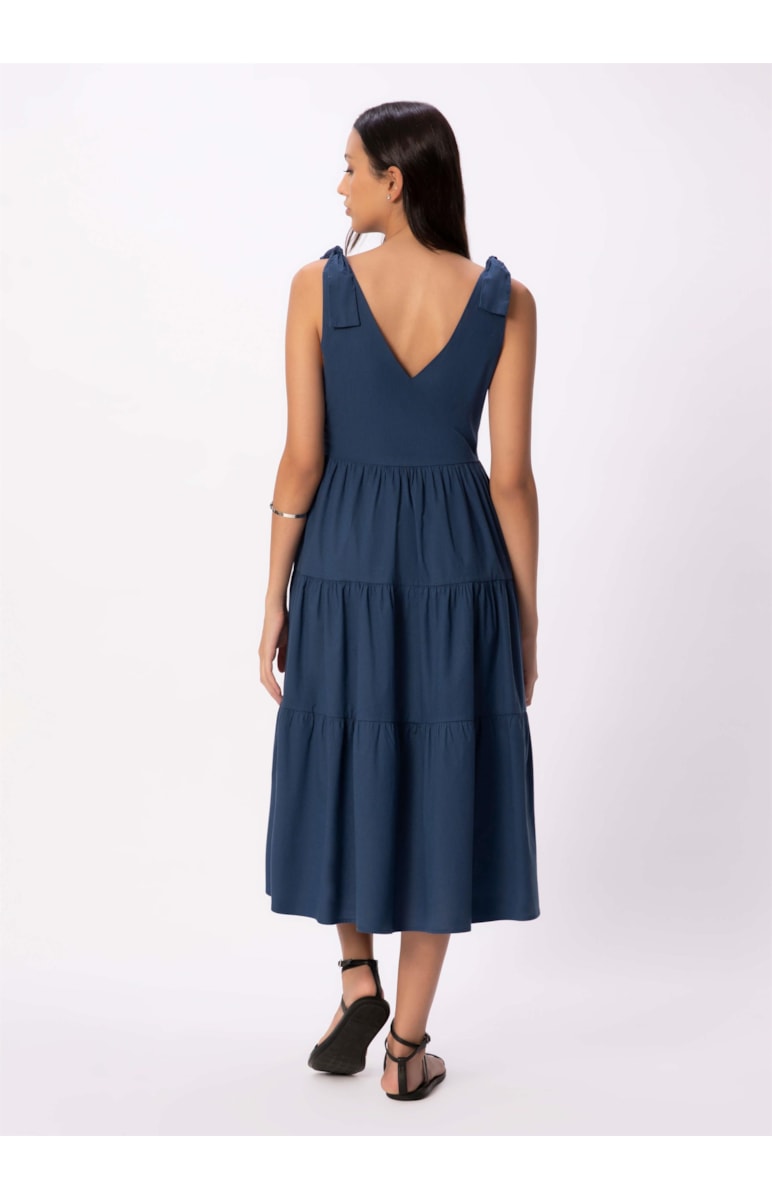 Vestido Tricoline Lake Dark Navy