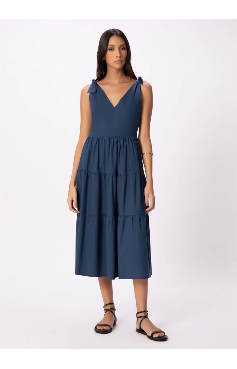 Vestido Tricoline Lake Dark Navy