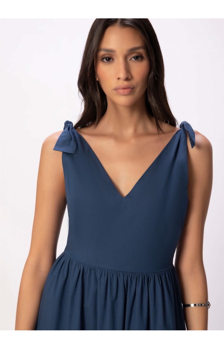 Vestido Tricoline Lake Dark Navy