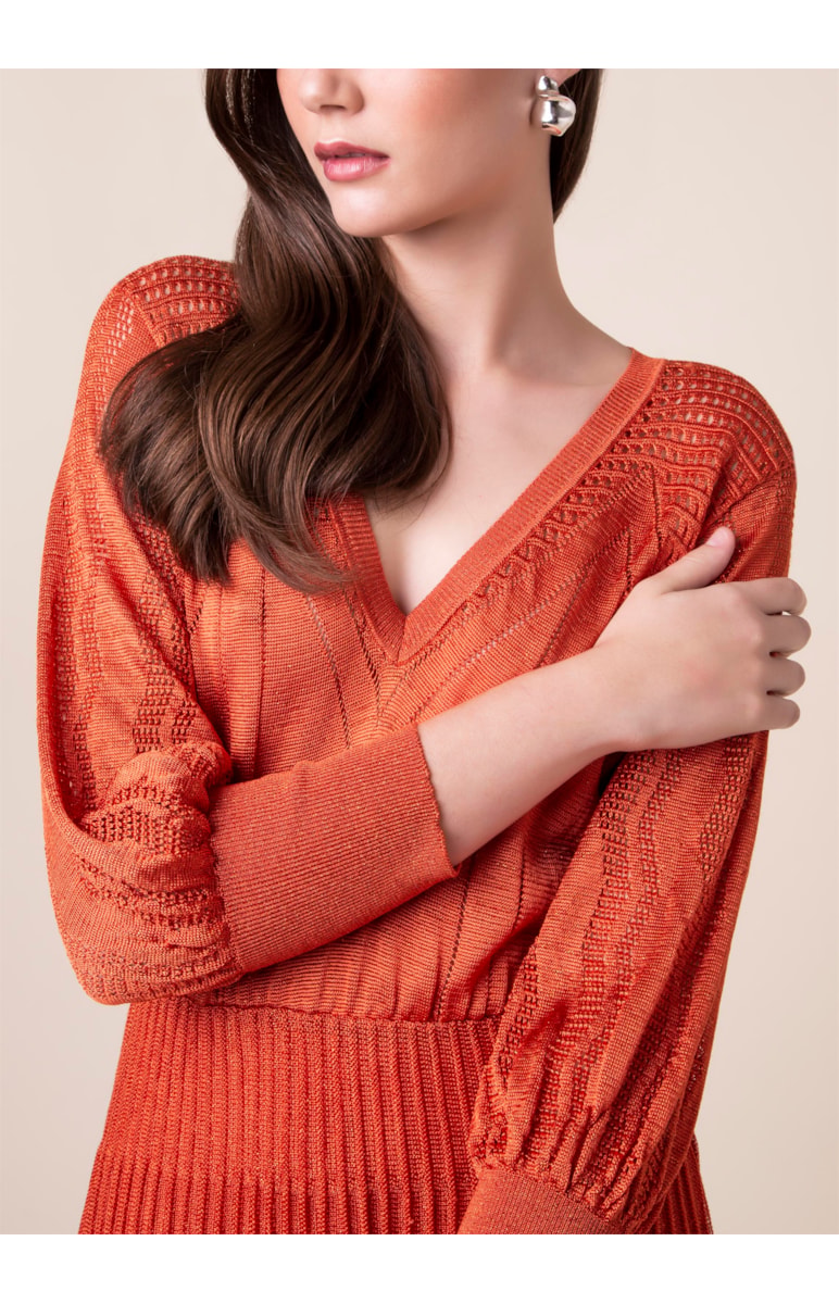 Vestido Tricot Patch Pontos Terra